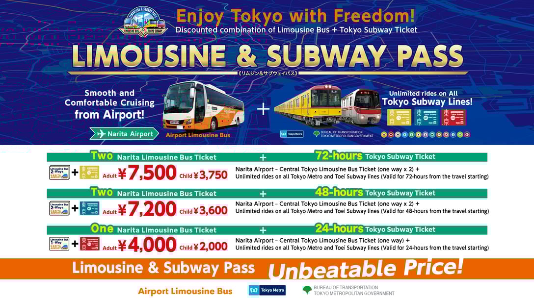 Tokyo Subway Ticket 72時間の引換券 10枚分 LIMOUSINE & SUBWAY PASS  